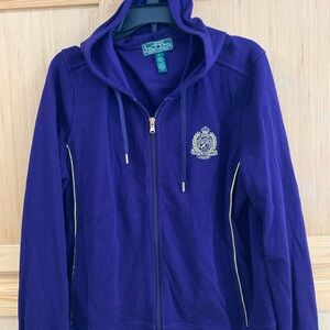 Ralph Lauren Purple Activewear Hooded Zip Front Shirt/Shacket Sz XL